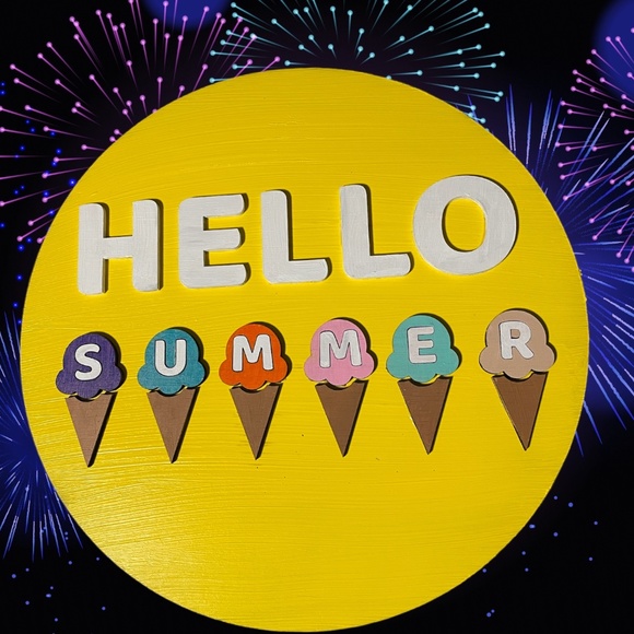 Summer Door Hanger | Hello Summer Door Hanger | Door Wreath | Summer Home Decor - Picture 2 of 4